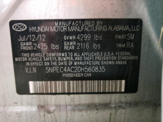 Photo 10 from auction – 2013 HYUNDAI SONATA SE with VIN 5NPEC4AC2DH560835
