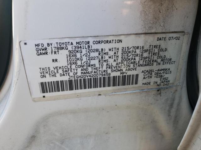 Photo 10 from auction – 2002 TOYOTA RAV4 with VIN JTEGH20V420079458