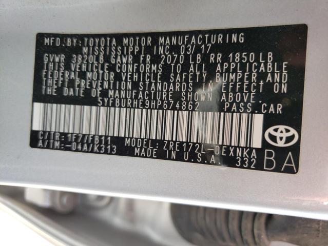 Photo 10 from auction – 2017 TOYOTA COROLLA L with VIN 5YFBURHE9HP674862