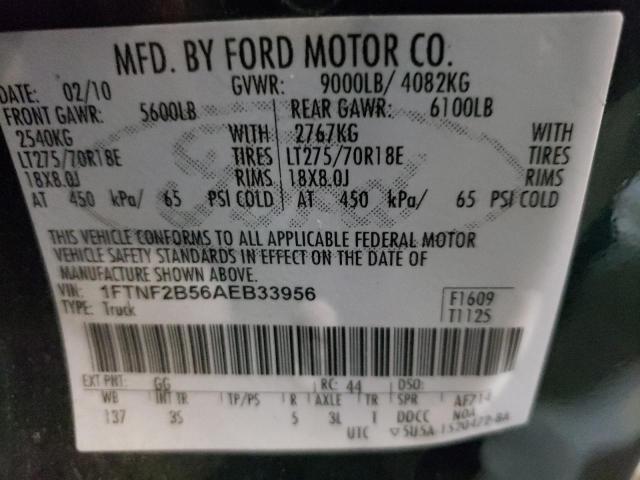 Photo 10 from auction – 2010 FORD F250 SUPER with VIN 1FTNF2B56AEB33956