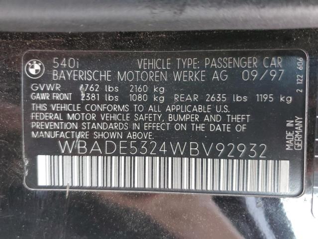 Photo 10 from auction – 1998 BMW 540 I with VIN WBADE5324WBV92932