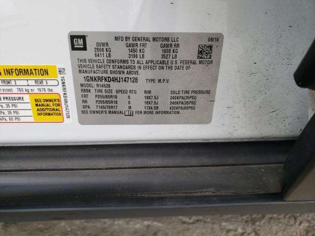 Photo 10 from auction – 2017 CHEVROLET TRAVERSE L with VIN 1GNKRFKD4HJ147128