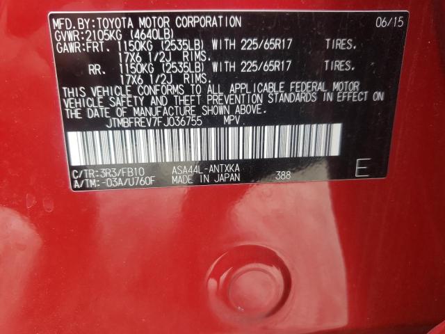 Photo 10 from auction – 2015 TOYOTA RAV4 LE with VIN JTMBFREV7FJ036755