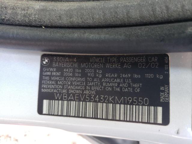 Photo 10 from auction – 2002 BMW 330 I with VIN WBAEV53432KM19550