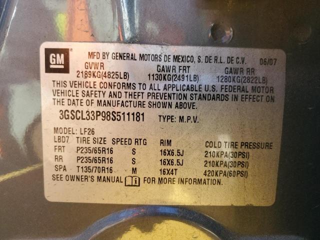 Photo 10 from auction – 2008 SATURN VUE XE with VIN 3GSCL33P98S511181