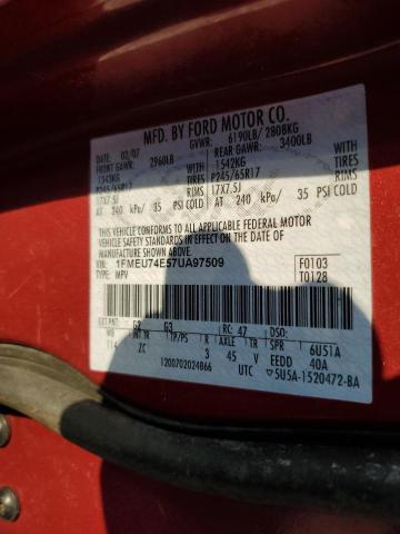 Photo 10 from auction – 2007 FORD EXPLORER E with VIN 1FMEU74E57UA97509