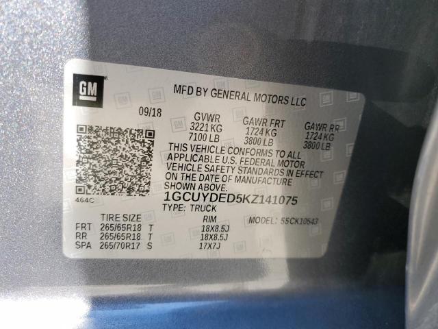 Photo 10 from auction – 2019 CHEVROLET SILVERADO with VIN 1GCUYDED5KZ141075