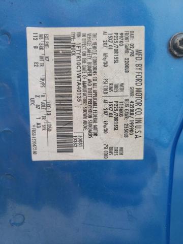 Photo 10 from auction – 1998 FORD RANGER with VIN 1FTYR10C1WTA40135