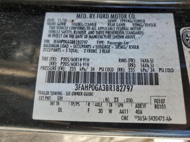 Photo 10 from auction – 2011 FORD FUSION S with VIN 3FAHP0GA3BR182797