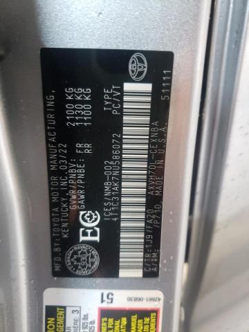 Photo 10 from auction – 2022 TOYOTA CAMRY LE with VIN 4T1C31AK7NU586072
