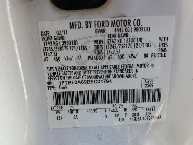 Photo 10 from auction – 2011 FORD F250 SUPER with VIN 1FTBF2A69BEC01794