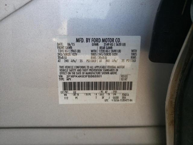 Photo 10 from auction – 2015 FORD EDGE TITAN with VIN 2FMPK4K83FBB65501