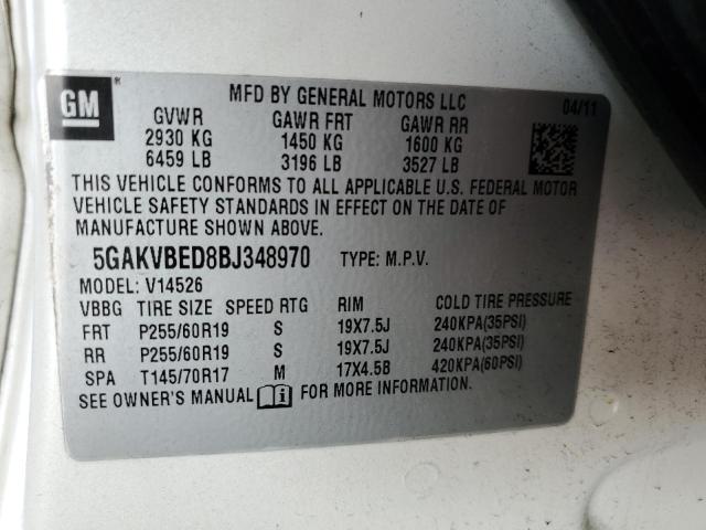 Photo 10 from auction – 2011 BUICK ENCLAVE CX with VIN 5GAKVBED8BJ348970