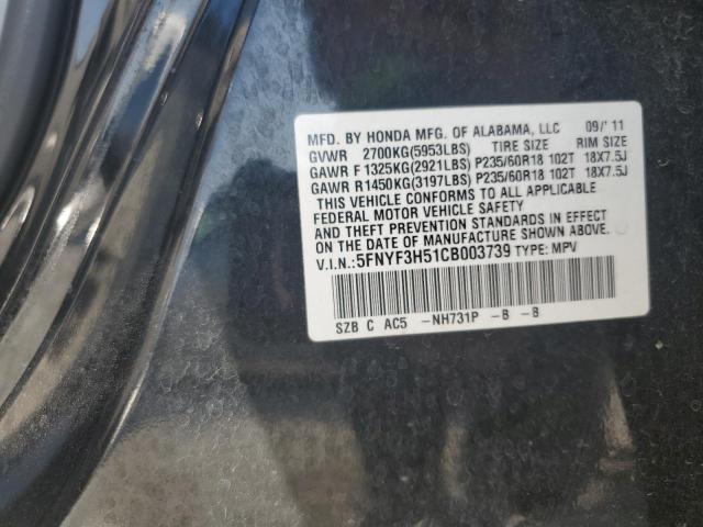 Photo 10 from auction – 2012 HONDA PILOT EXL with VIN 5FNYF3H51CB003739