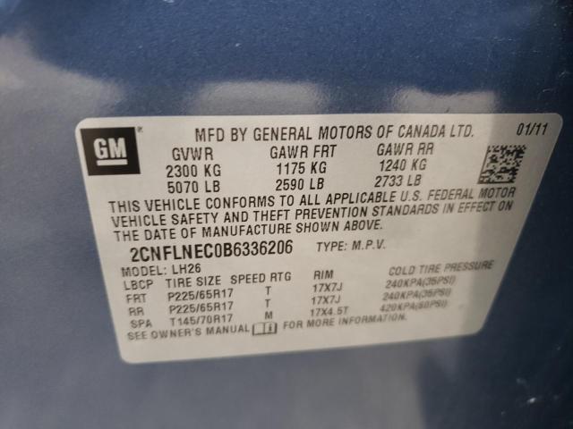 Photo 10 from auction – 2011 CHEVROLET EQUINOX LT with VIN 2CNFLNEC0B6336206