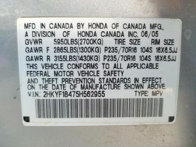 Photo 10 from auction – 2005 HONDA PILOT EX with VIN 2HKYF18475H562955