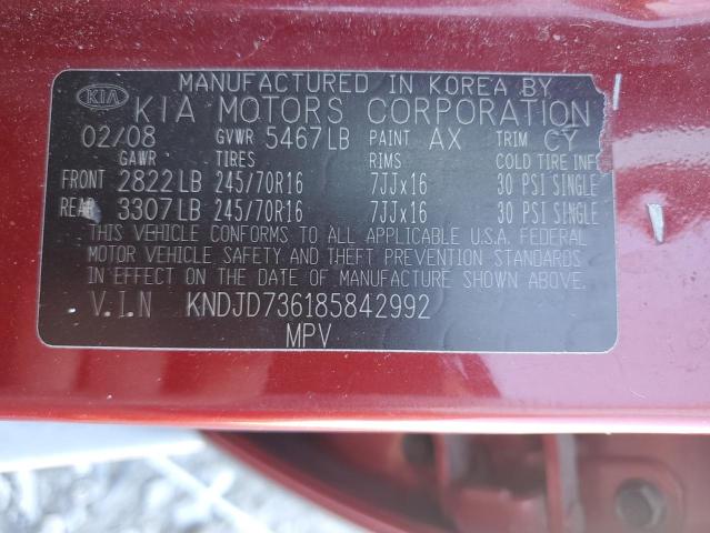 Photo 10 from auction – 2008 KIA SORENTO EX with VIN KNDJD736185842992
