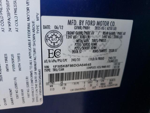 Photo 10 from auction – 2013 FORD EXPLORER L with VIN 1FM5K8F86DGA64645