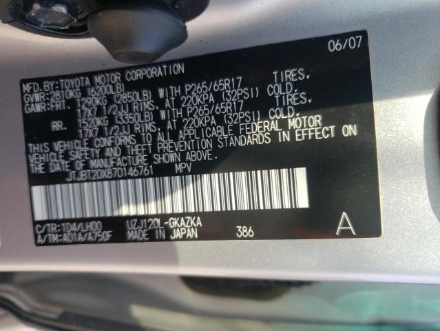 Photo 10 from auction – 2007 LEXUS GX 470 with VIN JTJBT20X870146761