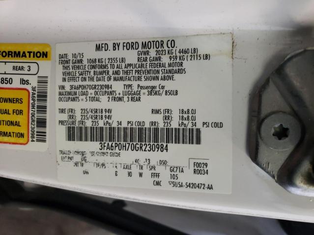 Photo 10 from auction – 2016 FORD FUSION SE with VIN 3FA6P0H70GR230984