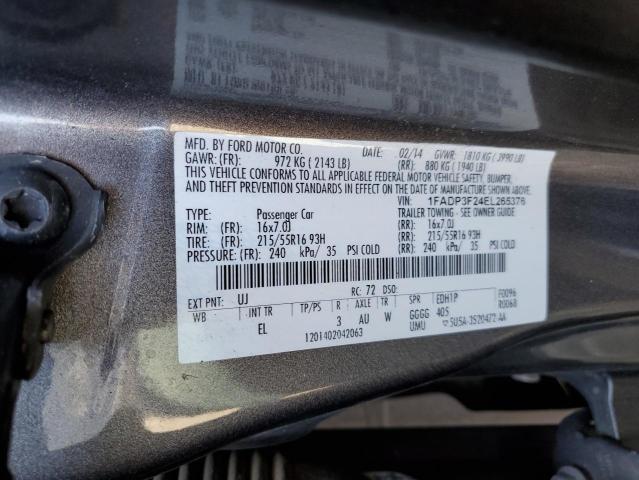 Photo 10 from auction – 2014 FORD FOCUS SE with VIN 1FADP3F24EL265376