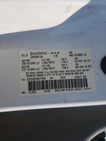 Photo 10 from auction – 2005 DODGE RAM 2500 S with VIN 3D7KS28C95G774561