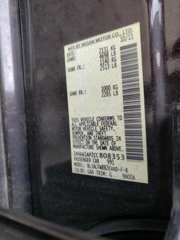 Photo 10 from auction – 2012 NISSAN MAXIMA S with VIN 1N4AA5AP2CC808353