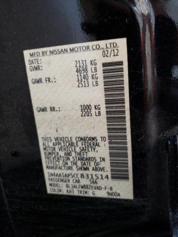 Photo 10 from auction – 2012 NISSAN MAXIMA S with VIN 1N4AA5AP5CC831514