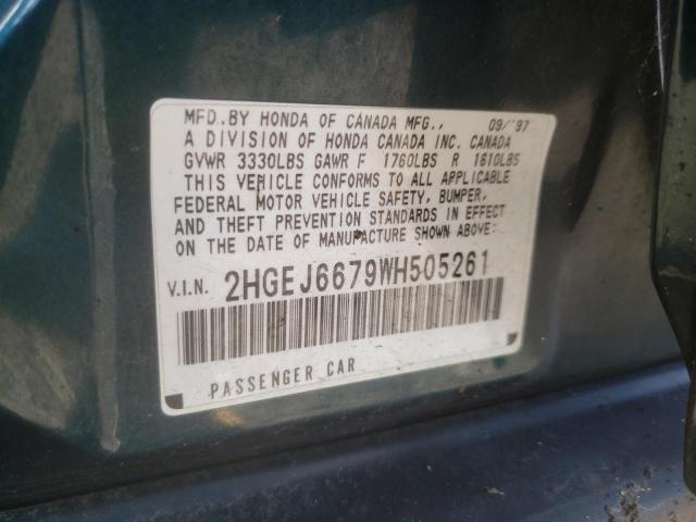 Photo 10 from auction – 1998 HONDA CIVIC with VIN 2HGEJ6679WH505261