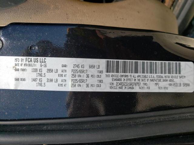 Photo 10 from auction – 2016 DODGE GRAND CARA with VIN 2C4RDGCG1GR370757