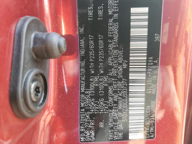 Photo 10 from auction – 2018 TOYOTA SIENNA XLE with VIN 5TDYZ3DC0JS937377