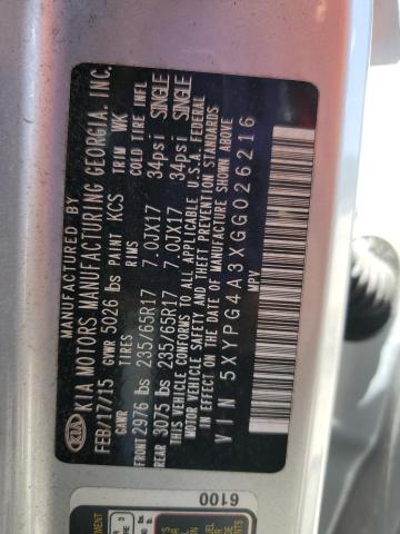 Photo 10 from auction – 2016 KIA SORENTO LX with VIN 5XYPG4A3XGG026216