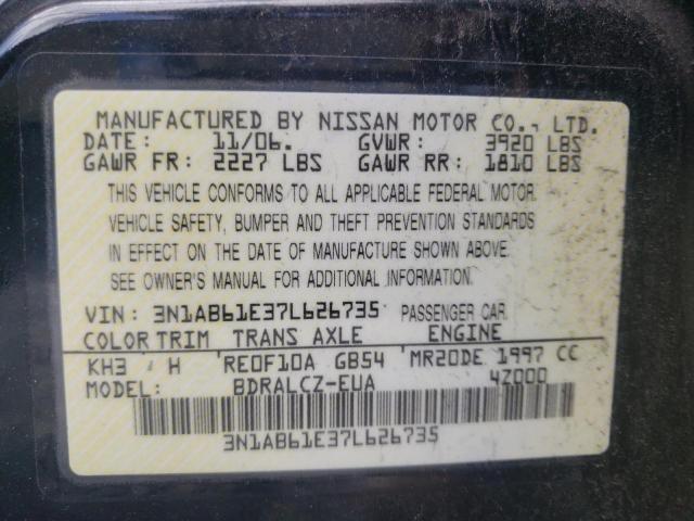 Photo 10 from auction – 2007 NISSAN SENTRA 2.0 with VIN 3N1AB61E37L626735