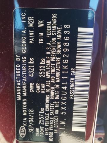 Photo 10 from auction – 2019 KIA OPTIMA EX with VIN 5XXGU4L11KG298638