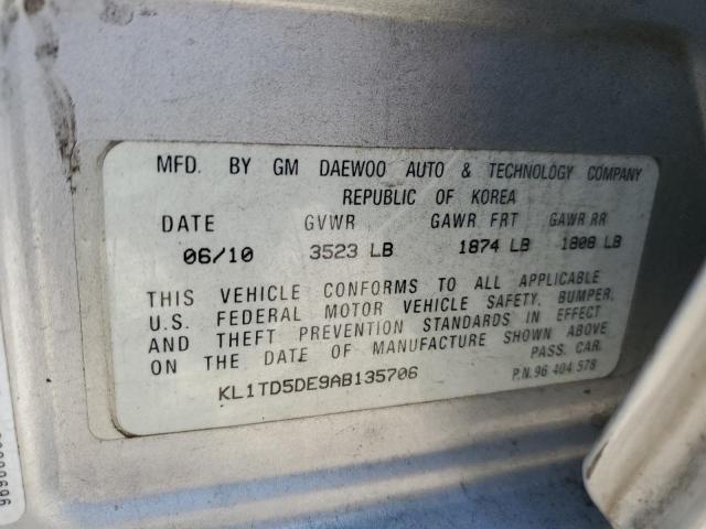 Photo 10 from auction – 2010 CHEVROLET AVEO LS with VIN KL1TD5DE9AB135706