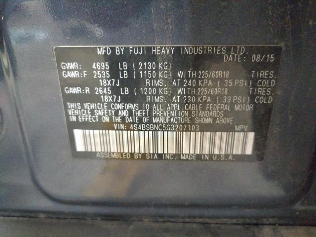 Photo 10 from auction – 2016 SUBARU OUTBACK 2. with VIN 4S4BSBNC5G3207103