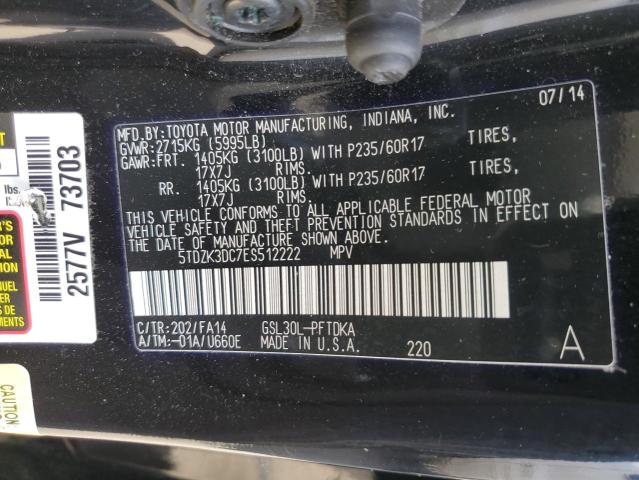 Photo 10 from auction – 2014 TOYOTA SIENNA with VIN 5TDZK3DC7ES512222