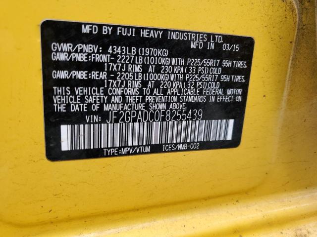 Photo 10 from auction – 2015 SUBARU CROSSTREK with VIN JF2GPADC0F8255439