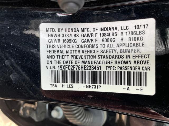 Photo 10 from auction – 2017 HONDA CIVIC EX with VIN 19XFC2F76HE233451