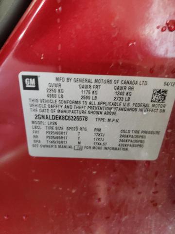 Photo 10 from auction – 2012 CHEVROLET EQUINOX LT with VIN 2GNALDEK8C6326578