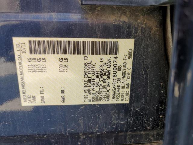 Photo 10 from auction – 2012 NISSAN MAXIMA S with VIN 1N4AA5AP3CC809074