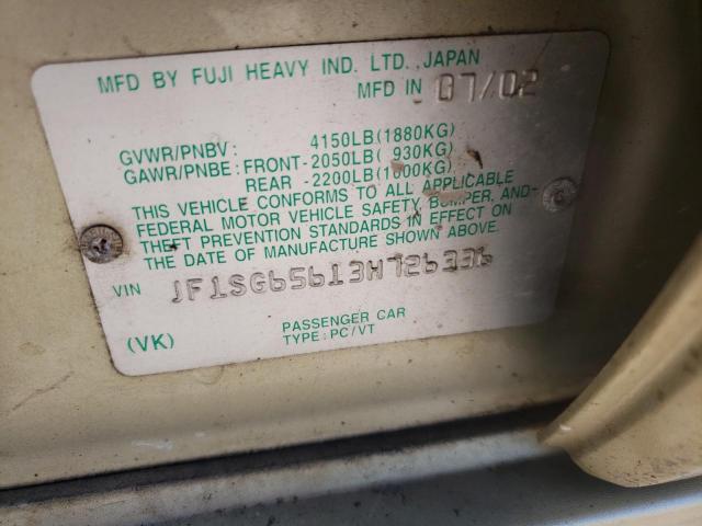 Photo 10 from auction – 2003 SUBARU FORESTER 2 with VIN JF1SG65613H726336
