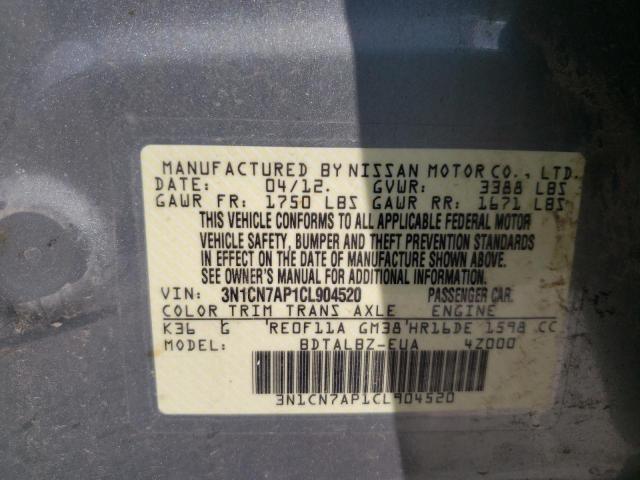 Photo 10 from auction – 2012 NISSAN VERSA S with VIN 3N1CN7AP1CL904520