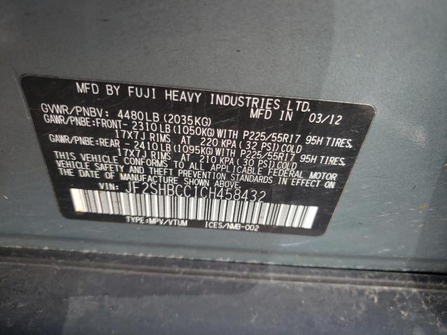Photo 10 from auction – 2012 SUBARU FORESTER 2 with VIN JF2SHBCC1CH458432