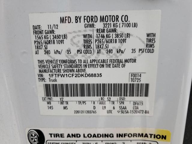 Photo 10 from auction – 2013 FORD F150 SUPER with VIN 1FTFW1CF2DKD68835