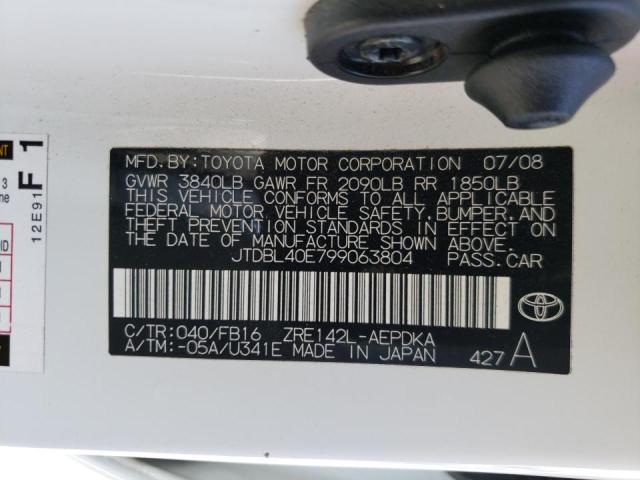 Photo 10 from auction – 2009 TOYOTA COROLLA BA with VIN JTDBL40E799063804