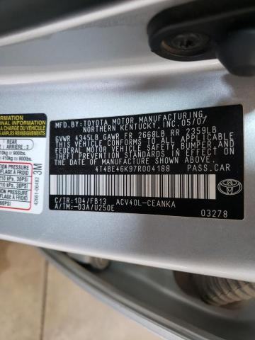 Photo 10 from auction – 2007 TOYOTA CAMRY CE with VIN 4T4BE46K97R004188