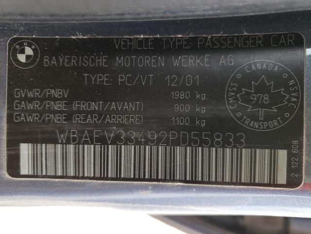 Photo 10 from auction – 2002 BMW 325 I with VIN WBAEV33492PD55833