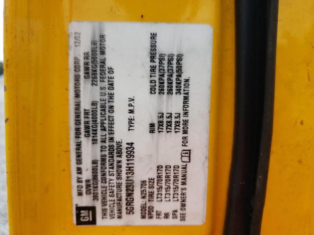 Photo 9 from auction – 2003 HUMMER H2 with VIN 5GRGN23U13H119934
