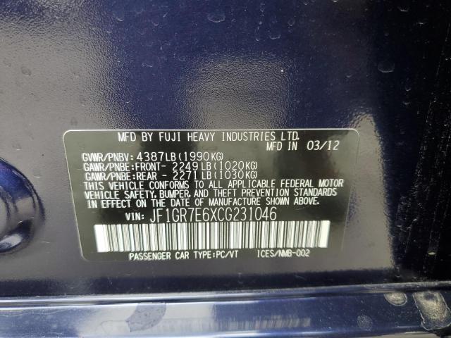 Photo 10 from auction – 2012 SUBARU IMPREZA WR with VIN JF1GR7E6XCG231046